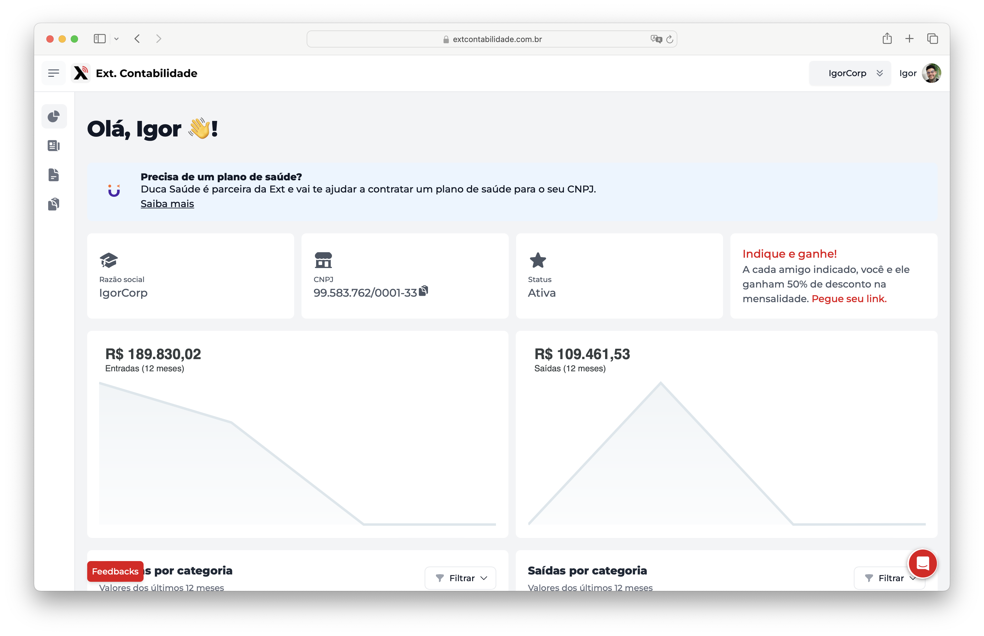 Painel de gestão financeira para empresas - integração bancária automática